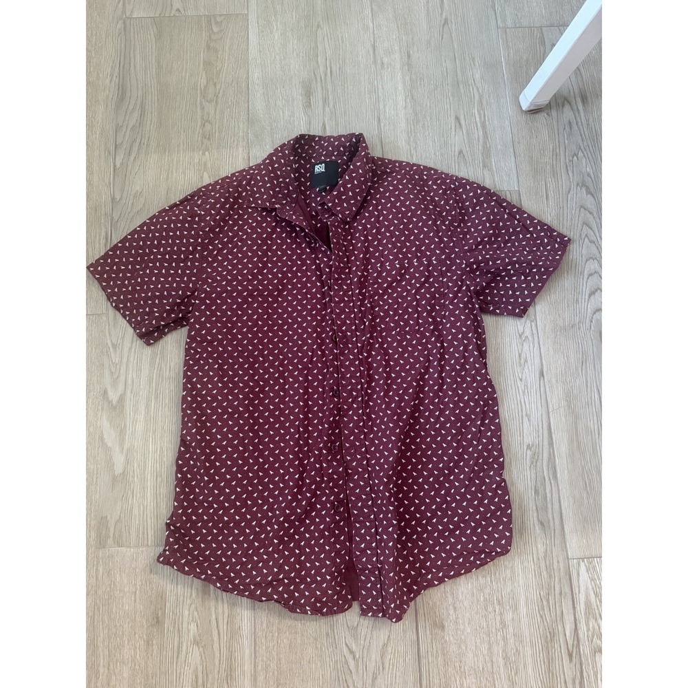 RSQ Men's SS Button Up Casual Bird Shirt Size M